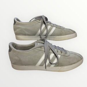 Adidas VL Court 2.0 Gray Suede Sneakers Casual Athletic Shoes Size 9